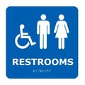 National Marker Co Graphic Braille Sign - Restrooms - Blue ADA9WBL
